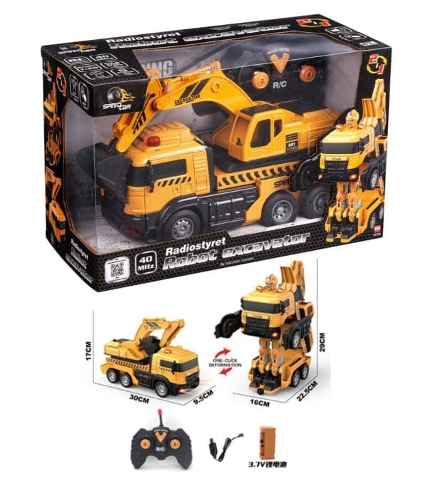 Fjarstýrdur lastbilur við gravmaskinu/robottur 1:28