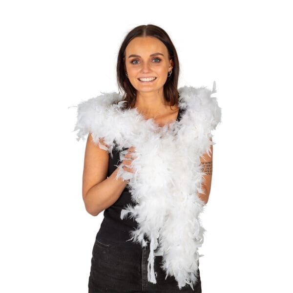 Fjøðurboa, hvít, L:180cm