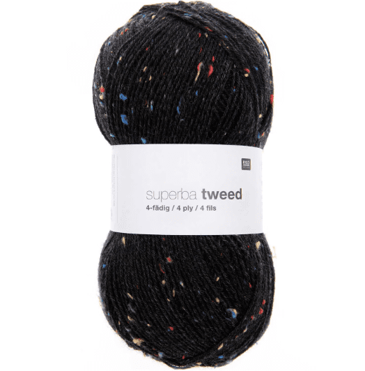 Superba Tweed 4 tr. 100g, 008 svart