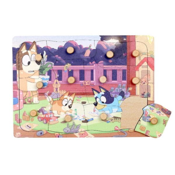 Bluey træputlispæl, 12 brikkar