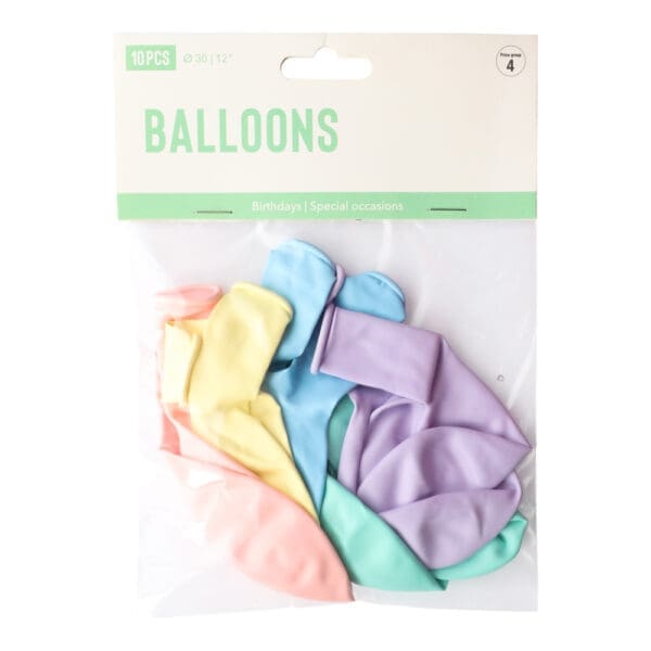 Ballónir 12" 30,5cm MACAROON MIX 10 stk