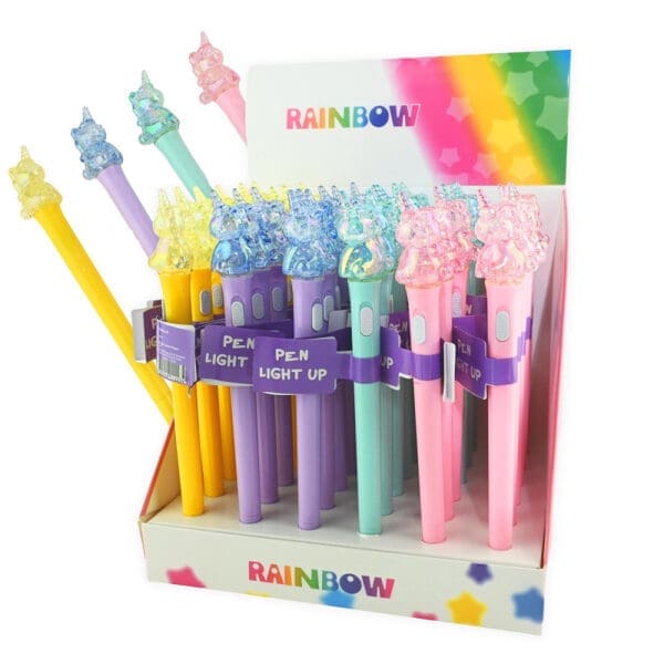 Einhyrningapennur v/ælabogaljósi 18cm, 4ass