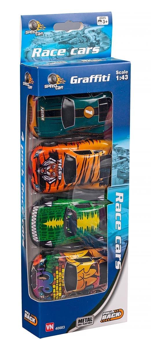 SPEED 1:43 GRAFFITI bilar, 4 stk