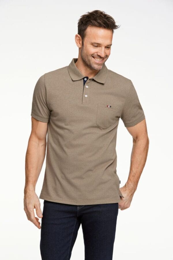 Polo t-shirt, myrkt beige