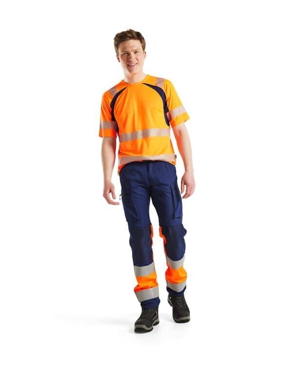 Hi-Vis UV-protected T-shirt Orange/Navy