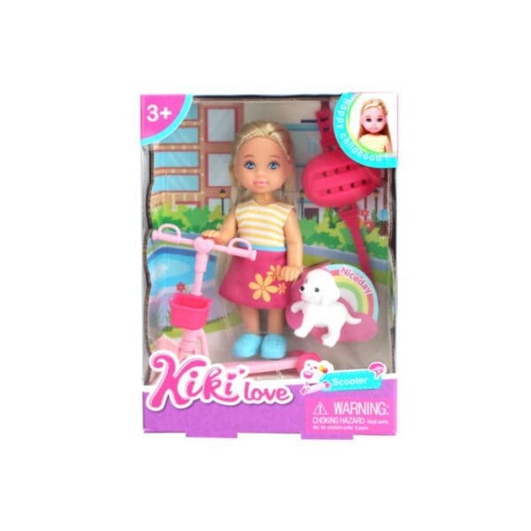 Kiki 11 cm dukka v/rennihjól & hund