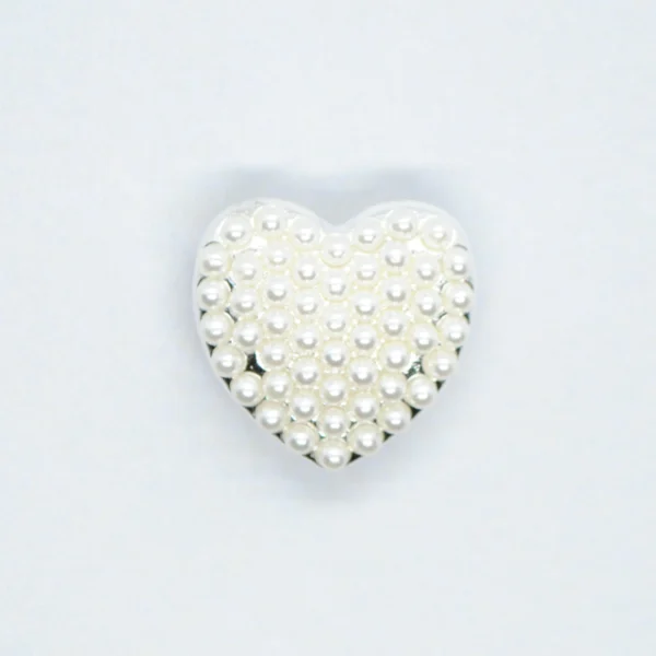 Knappar Hjarta 15mm metal/perlur
