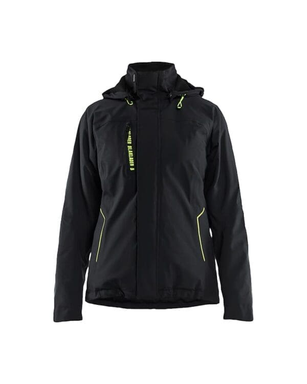 Lættfóraður vetrarjakki, til kvinnur, svartur/Hi-Vis gulur