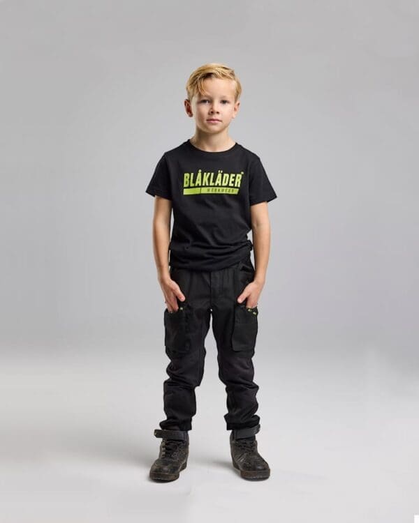 T-shirt til børn - Svørt/High Vis gul