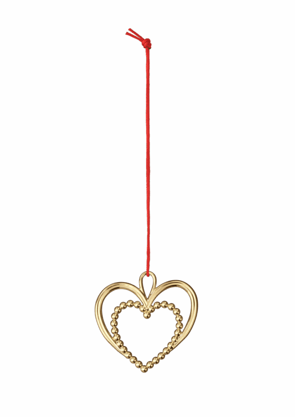 Perluhjarta H6,5cm forgylt