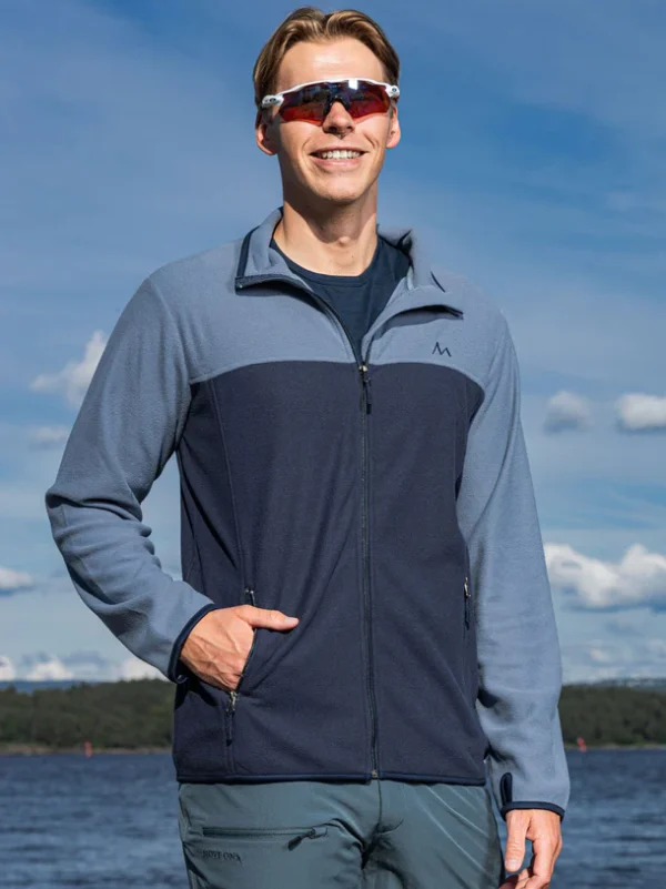 Utne fleecejakki, til menn, bláur/myrkabláur