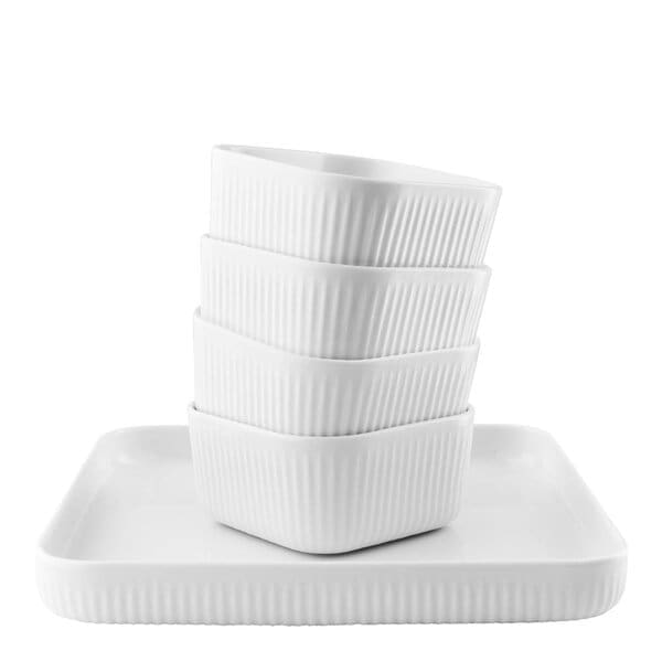 Legio Nova Tapassett, 4 skálir 10x10cm + fat 20,5x20,5cm