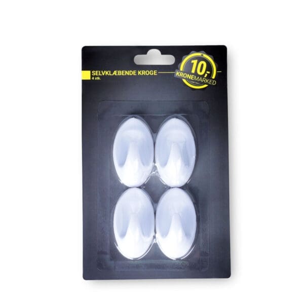 Sjálvklebrandi knagar 4 stk, hvítt