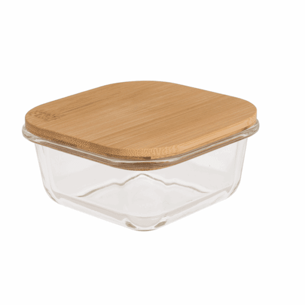 Glasílat v/bambus lok 12x12cm, 350ml