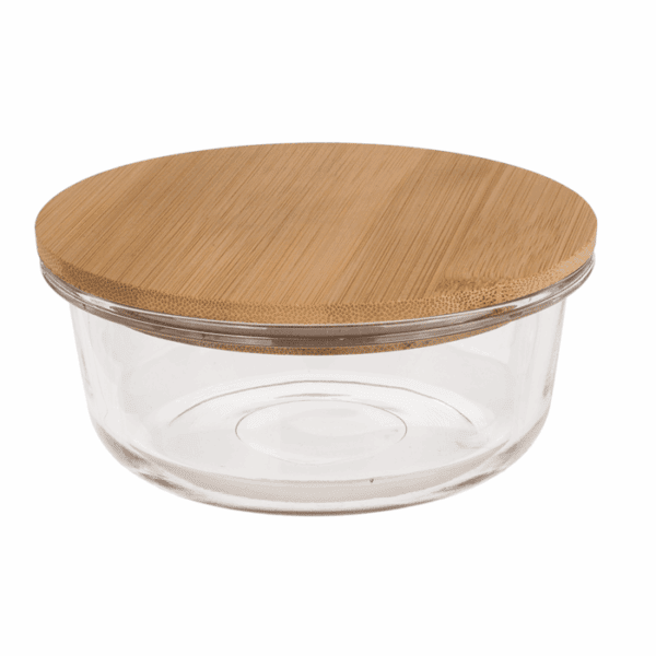 Glasílat v/bambus lok 14x14cm, 400ml