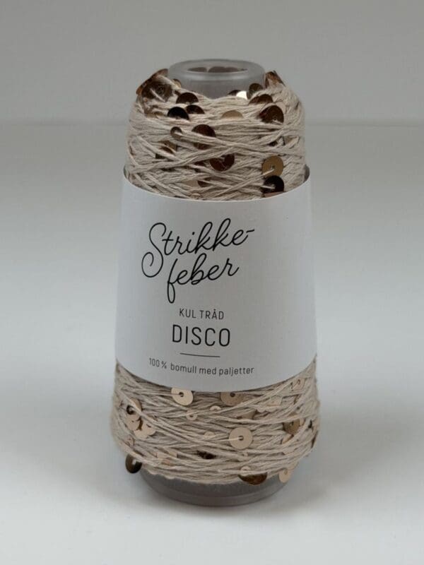 Disco #18 Lys beige med rosaguld-pailletter