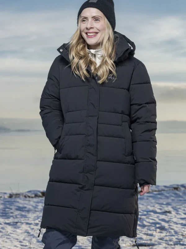 Narvik frakki til kvinnur, svartur