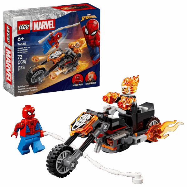 Spider-Man mod Ghost Rider på motorcykel