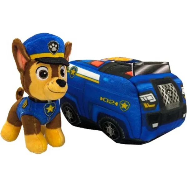 Paw Patrol 2-in-1 bilur - Chase bamsa 15 cm
