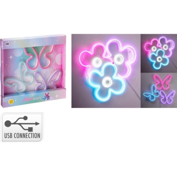 Neon ljósskelti 1,8m hvítur kápil USB 2 Ass 2xCR2016 Inkl