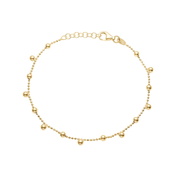 Armband v/kúlum 17+3cm, gylt, sterling silvur