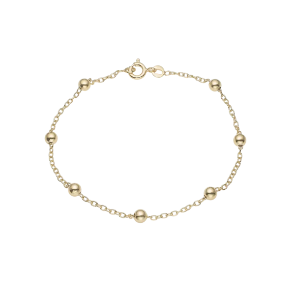 Armband v/kúlum, 19cm, gylt, sterling silvur