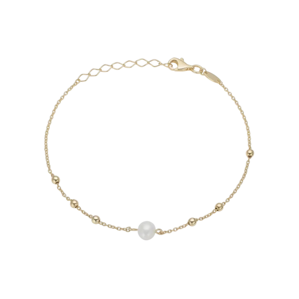 Armband v/perlu, 20cm, gylt, sterling silvur