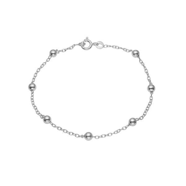 Armband v/kúlum, 19cm, sterling silvur