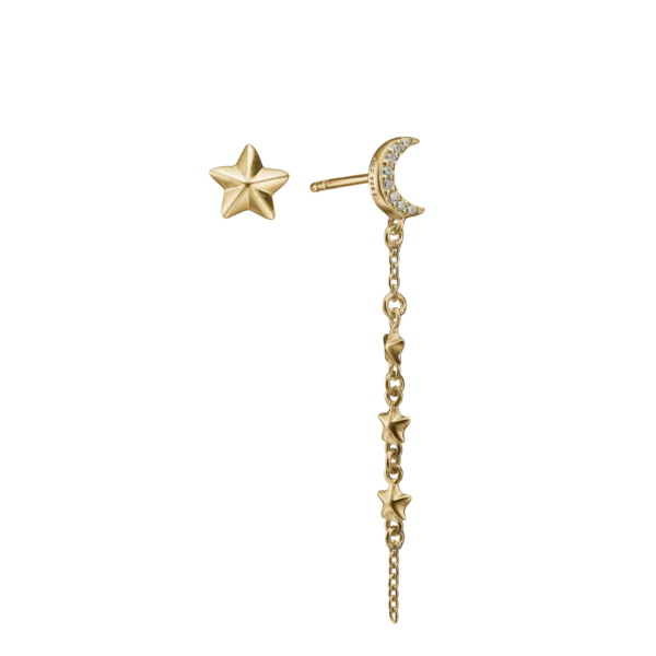 Oyraringar Moon & Starsdrop, gyltir, sterling silvur
