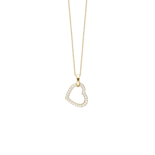 Hálsketa v/hjarta, gylt, 45cm, sterling silvur