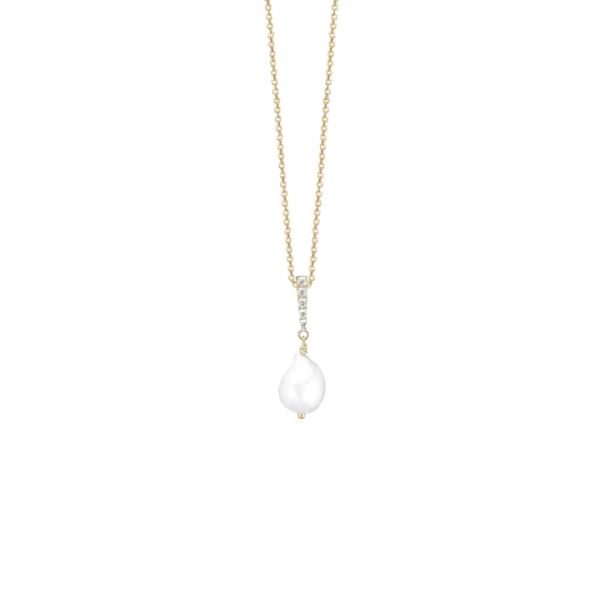 Hálsketa v/barok perlu, gylt, 45cm, sterling silvur