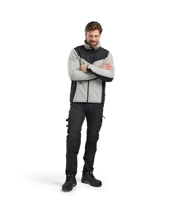 Softshell fleecejakki til menn, ljósagráur/svartur