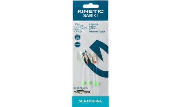KINETIC SABIKI ROYAL #4 115CM 0.60MM 0.45MM HOLO FISHSKIN/RED GLOW 1PC