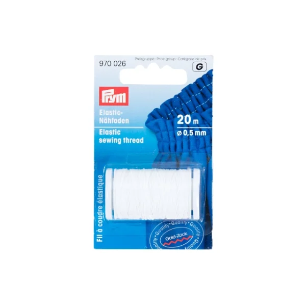 Prym elastikktráður 0,5mm (20m), hvítur