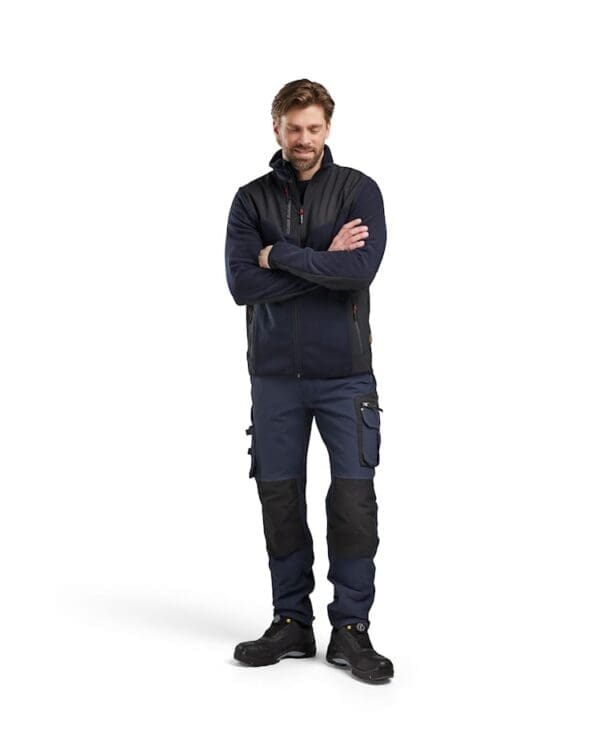 Softshell fleecejakki til menn, myrkabláur/svartur