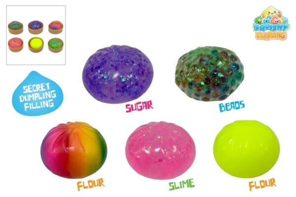 Kawaii Fidget Dumplings Hemmelig blanding 5,8cm 6 ass